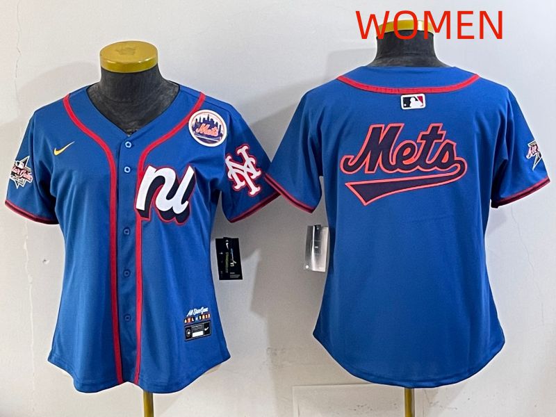 Women 2025 New York Mets Blank Blue All star Nike MLB Jersey style 01->women mlb jersey->Women Jersey